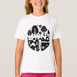A black and white illustration t shirt