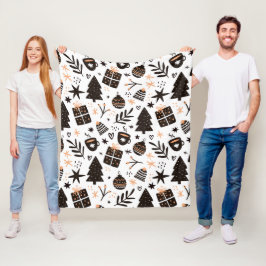 A Black and White jul Mönster Fleecefilt