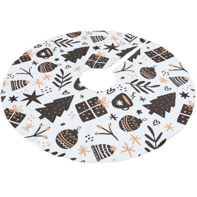 A Black and White jul Mönster Julgransmatta Borstad Polyester (Vinklad)