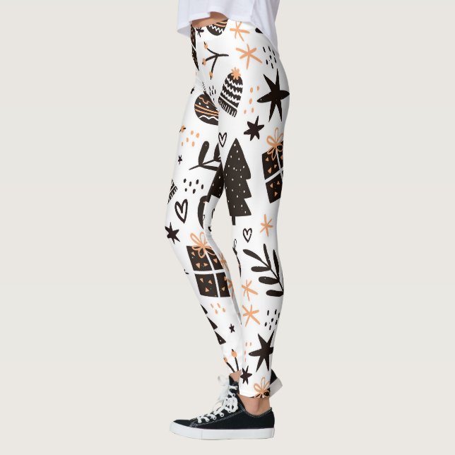 A Black and White jul Mönster Leggings (Vänster)