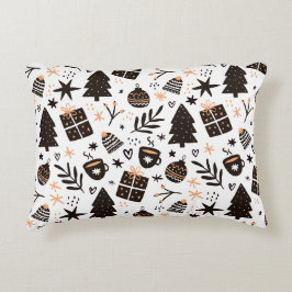 A Black and White jul Mönster Prydnadskudde