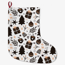 A Black and White jul Mönster Stor Julstrumpa