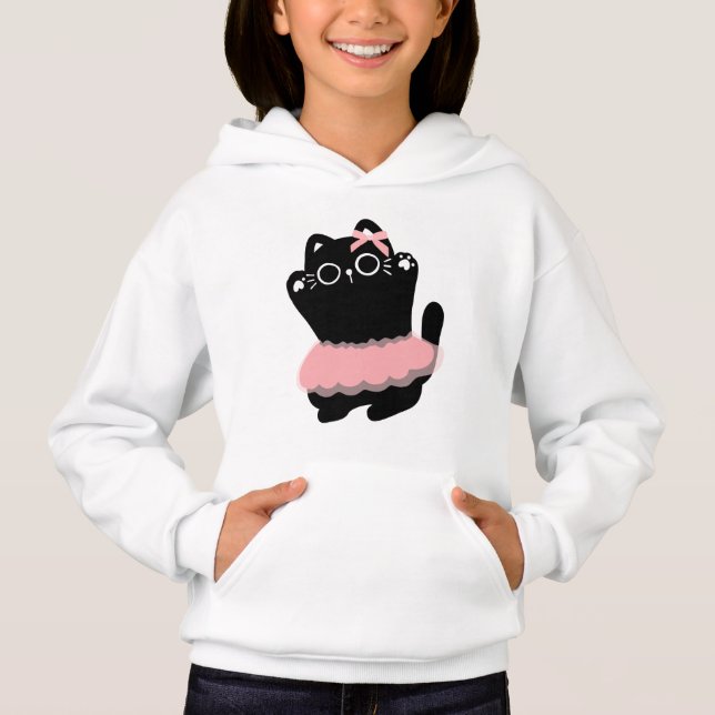 "A Black Cat Comes to Life in a Dance Skirt." T Shirt (Framsida)