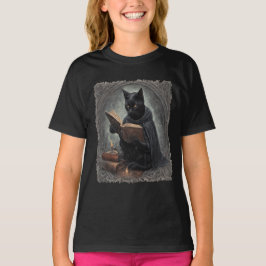 A Black Cat Wearing A Cloak Studying Halloween T Shirt