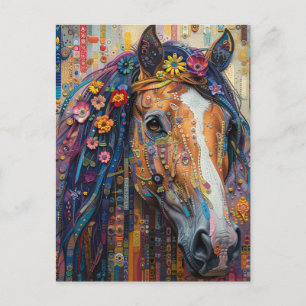 A Blommigt Horse Vykort