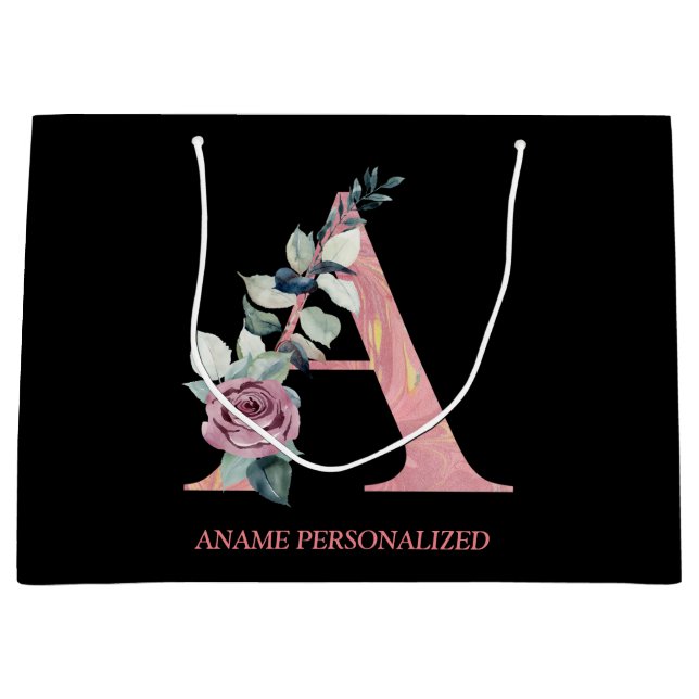 A Blommigt Monogram Namn Brev Rosa Agate (Framsidan)