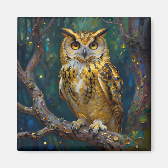 A Blue and Gold Majestic Owl   Magnet (Framsidan)