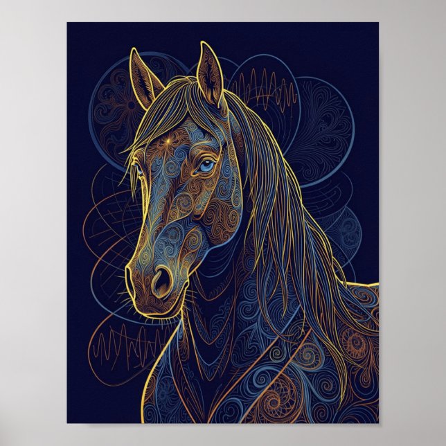 A blue fractal horse dreams poster (Framsidan)