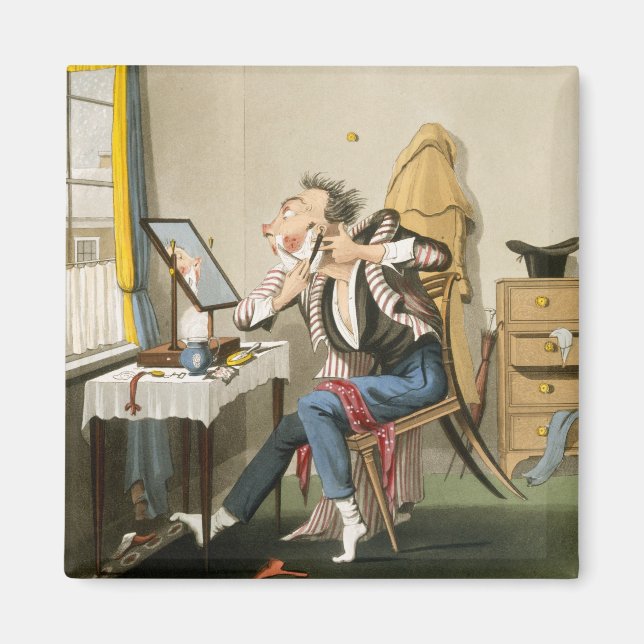 A Blunt Razor, pub. av Hunt, 1827 (färgad etchin) Magnet (Framsidan)