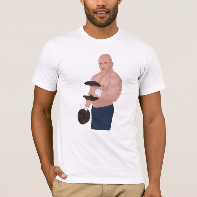 A bodybuilder daddy training with dumbbells t shirt (Framsida)