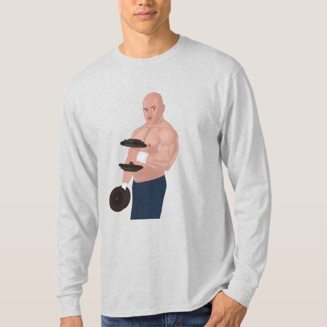 A bodybuilder daddy training with dumbbells t shirt (Framsida)