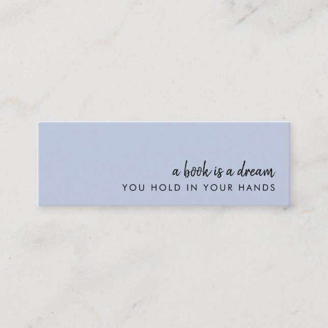 A Bok är en Dream | Modern Blue Mini Bookmark-kort Mini Visitkort (Framsida)