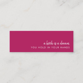 A Bok är en Dream | Modern Rosa Mini Bookmark-kort Mini Visitkort