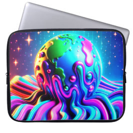 A Bold Multi-Colored Earth on an Electronics Bag Laptop Fodral