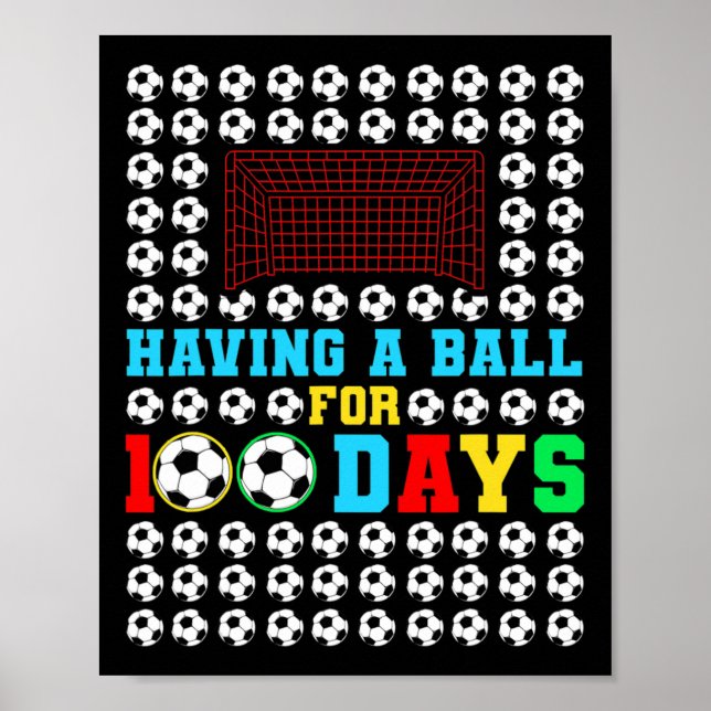 A Boll under 100 dagar Roligt Kids Boys-fotbollssp Poster (Framsidan)