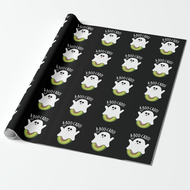 A-boo-cado Funny Avocado Pun Mörk BG Presentpapper (Utrullad)