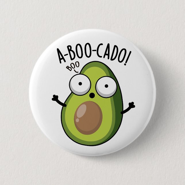 A-boo-cado Funny Avocado Skrämmer Puns Knapp (Framsida)