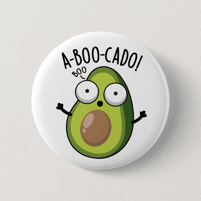 A-boo-cado Roliga Avokado Skräck Puns Knapp (Framsida)