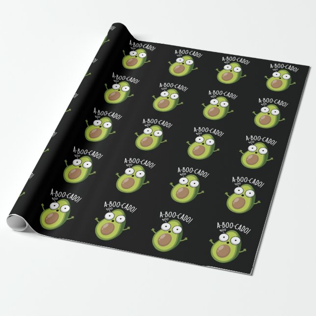 A-boo-cado Roliga Avokado Skräck Puns Mörk Bakgrun Presentpapper (Utrullad)