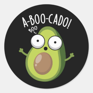 A-boo-cado Roliga Avokado Skräck Puns Mörk Bakgrun Runt Klistermärke