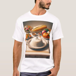 a bord med en matplatta, inklusive ris t shirt