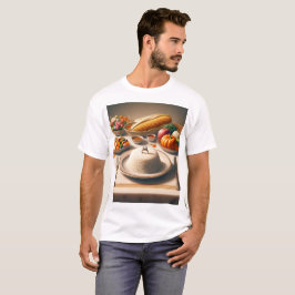 a bord med en matplatta, inklusive ris t shirt