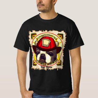 A Boston Terrier Firefighter T Shirt
