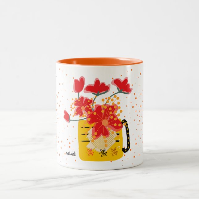 A bouquet flowers Two-Tone coffee mug Två-Tonad Mugg (Center)
