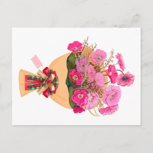 A bouquet of pink flowers canvas Print Helg Vykort (Framsida)