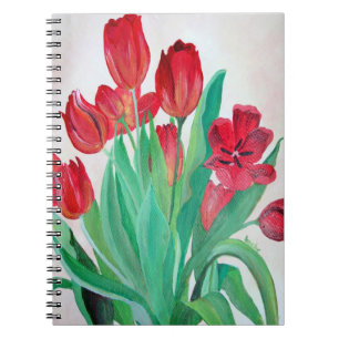 A Bouquet of Red Tulips Anteckningsbok Med Spiral