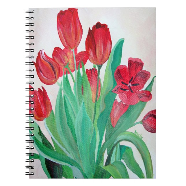 A Bouquet of Red Tulips Anteckningsbok Med Spiral (Framsidan)