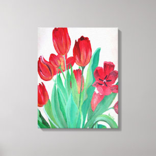 A Bouquet of Red Tulips Canvastryck
