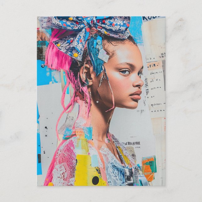 A bow in her hair lady Collage Vykort (Framsida)