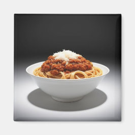 A Bowl of Spaghetti Bolognese in a Mörk Background Magnet