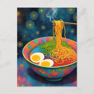 A Bowl of Yummy Ramen and Eggs Postcard Vykort