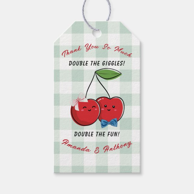 A Boy and Girl Twins Baby Shower  Presentetikett (Framsidan)