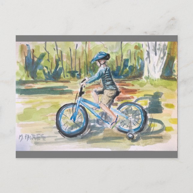 A Boy och Hans Bike Vykort (Framsida)