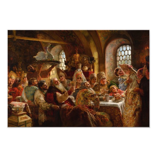 A Boyar Bröllop Feast av Konstantin Makovsky Fototryck (Framsidan)