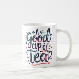 "A Bra Kopp of Tea - Cute Hand-Lettered Mugg Desig