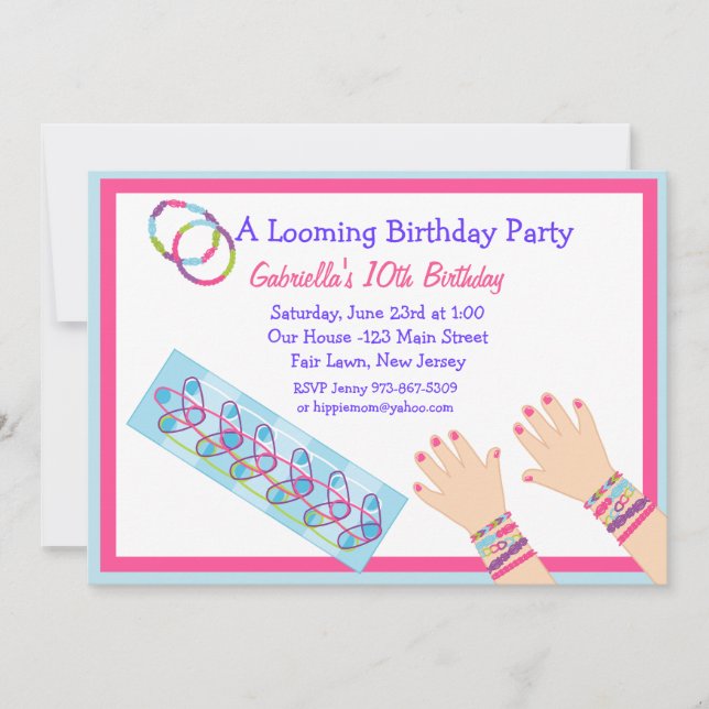 A Bracelet Loom Girls födelsedagsinbjudan Inbjudningar (Framsida)