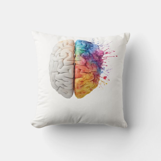 A brain divided between logical and creative sides kudde (Framsida)
