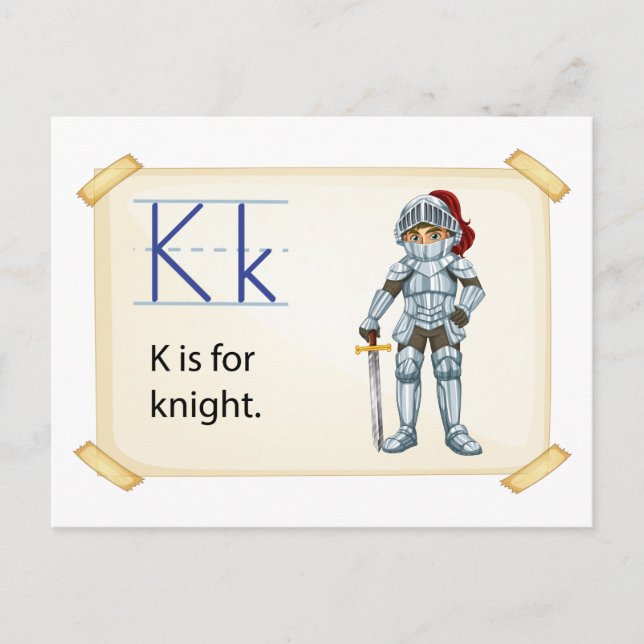A brev K för riddare Vykort (Framsida)