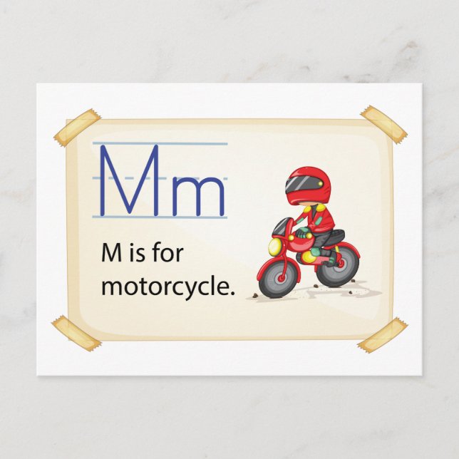 A brev M för motorcykel Vykort (Framsida)