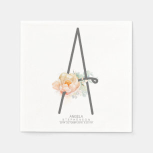 A Brev Monogram Peach Blommigt CR Pappersservett