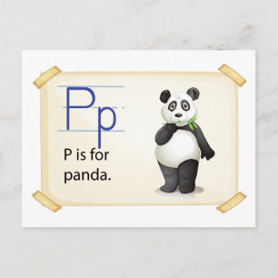 A brev P för panda Vykort
