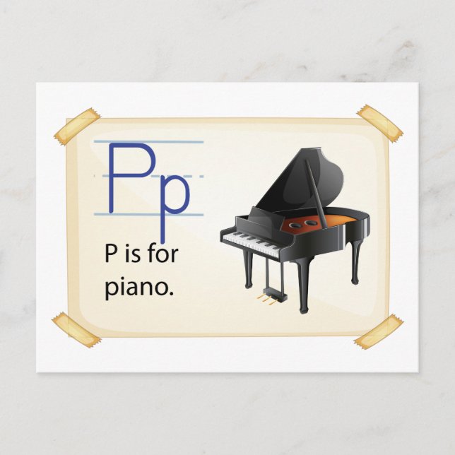 A brev P för piano Vykort (Framsida)