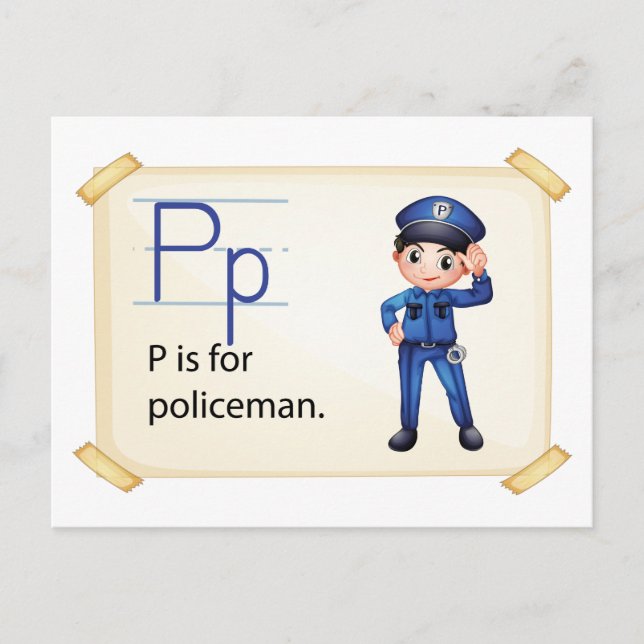 A brev P för polis Vykort (Framsida)