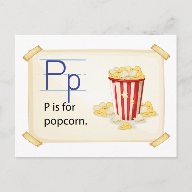 A brev P för popcorn Vykort (Framsida)