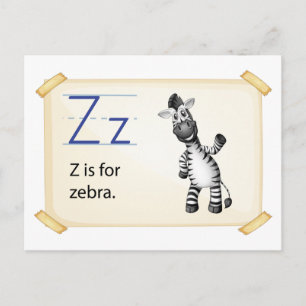 A brev Z för zebra Vykort
