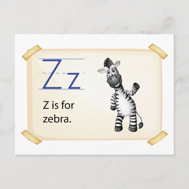 A brev Z för zebra Vykort (Framsida)